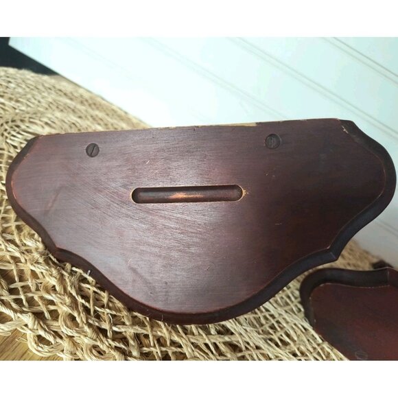 MCM Syroco Wood Wall Shelves w/ Plate Groove, SET/2 Composite Wood, Mahogany Red - Picture 4 of 10